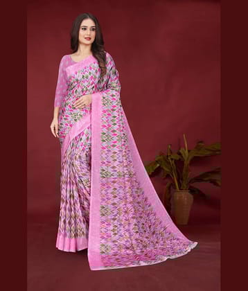 JIHANA FAB Chiffon Printed Saree With Unstitched Blouse Piece ( Purple )