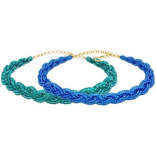 Hydro Crystal Beads Chain , Royal Blue and Emerald Green , 2 Qty Combo Pack