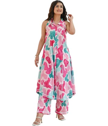 Sidhidata Rayon Printed Kurti With Palazzo Women's Stitched Salwar Suit - Pink ( Pack of 1 )