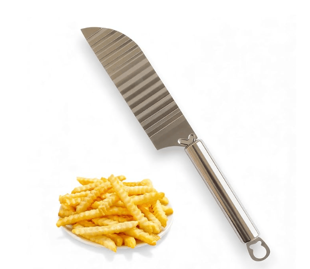 Stainless Steel Crinkle Knife 29 cm | 15 cm Wavy Blade Cutter for Veggies & Potatoes | Zigzag Slicer for Creative Kitchen Prep