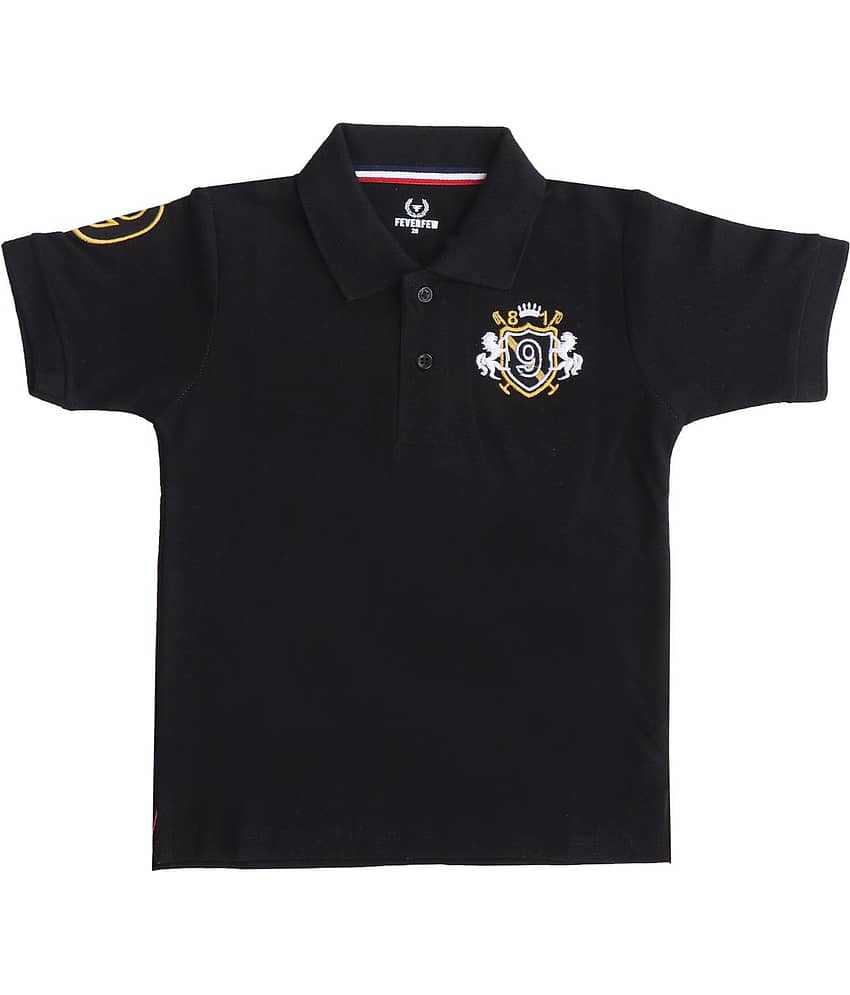 FEVERFEW Pack of 1 Boys Cotton Blend Polo T-Shirt ( Black )