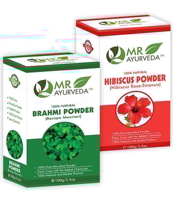 MR Ayurveda 100% Natural Brahmi  Powder & Hibiscus Powder Hair Scalp Treatment 200 g Pack of 2