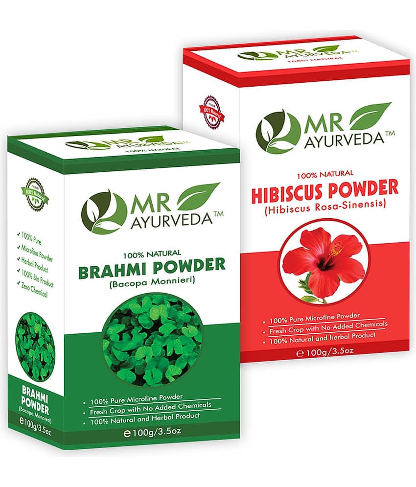 MR Ayurveda 100% Natural Brahmi  Powder & Hibiscus Powder Hair Scalp Treatment 200 g Pack of 2