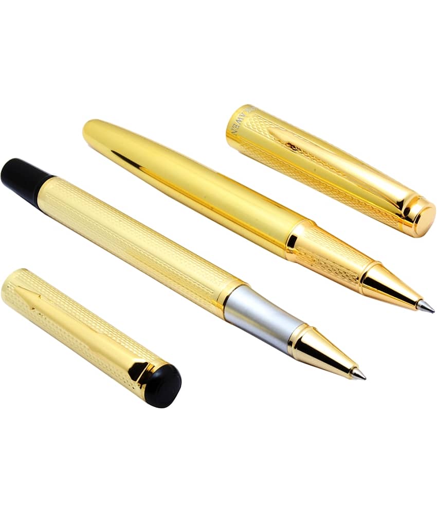 Srpc Set Of 2 - Millennium Shine Gold & Venus 18 CT Gold Plated Roller ball Pens Set