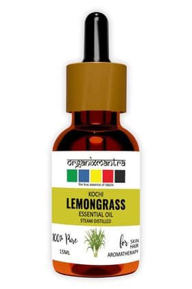 Organix Mantra Lemongrass Essential Oil for Skin Cleansing & Nourishing, Hair & DIY - 100% Pure Natural & Steam Distilled Oil - 15ML Organix Mantra Lemongrass Essential Oil for Skin Cleansing & Nourishing, Hair & DIY - 100% Pure Natural & Steam Distilled