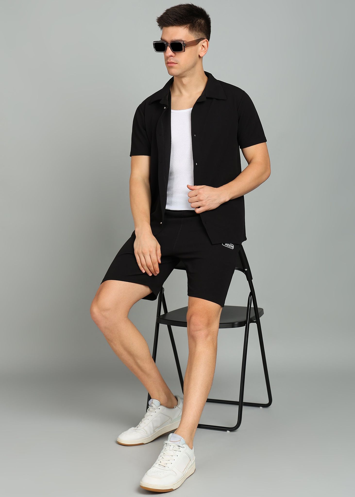 Preen men's co ord sets shorts and shirt-Black / M