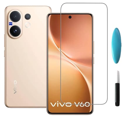 Tempered Glass Screen Protector Compatible for vivo V60 5G Black with Edge to Edge Coverage and Easy Installation kit (vivo V60 5G)