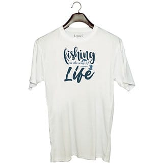 UDNAG Unisex Round Neck Graphic 'Fishing | Fishing is the way' Polyester T-Shirt White