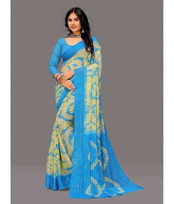 Sanjana Silk Georgette Printed Saree With Unstitched Blouse Piece ( Red )