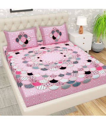 Cosito Cotton 1 Double Bedsheet with 2 Pillow Covers ( Pink )