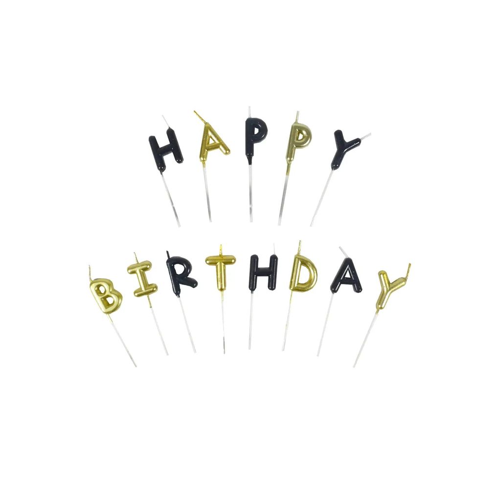 Happy Birthday Black & Golden Candle - Party and Festive Needs | Buy online on ZillyBuy