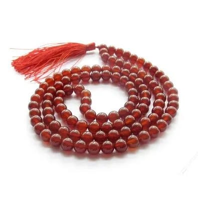Natural RED Agate Hakik Japa Mala - Protection Against Bad Evils 108 Beads...