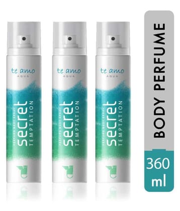 secret temptation Te Amo Aqua Perfume Body Spray Pack of 3 Combo (120ML each) Perfume Body Spray - For Women (360 ml, Pack of 3)
