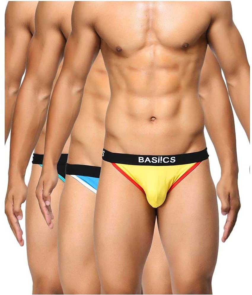 BASIICS By La Intimo Pack of 3 Cotton Briefs For Men's ( Multicolor )