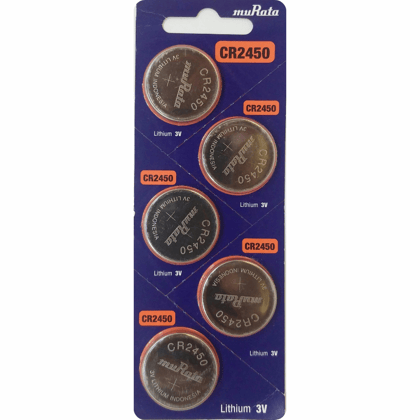 muRata CR2450 3V Lithium Coin Cell Battery-Pack of 5