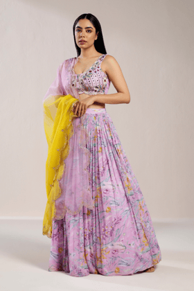 LAVENDER PRINTED LEHENGA SET-XS