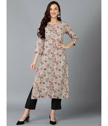 Vaamsi Cotton Blend Printed Straight Women's Kurti - Grey ( Pack of 1 )
