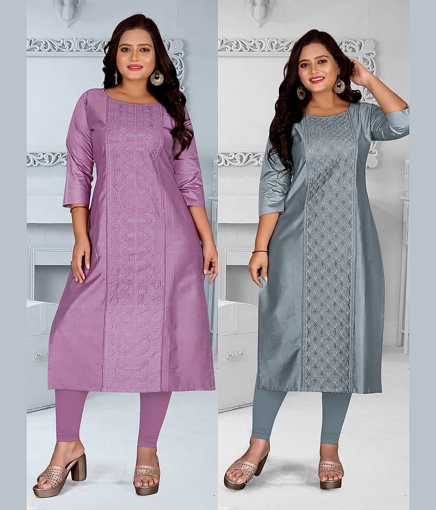 Hetsa Women Chanderi Embroidered A-line Kurti ( Multicolor )