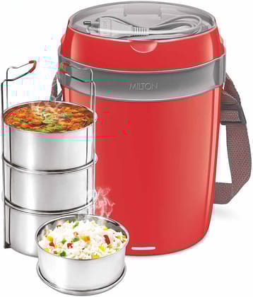 Milton Futron Stainless Steel Electric Lunch Box, 4 Containers, 360 ml, Grey
