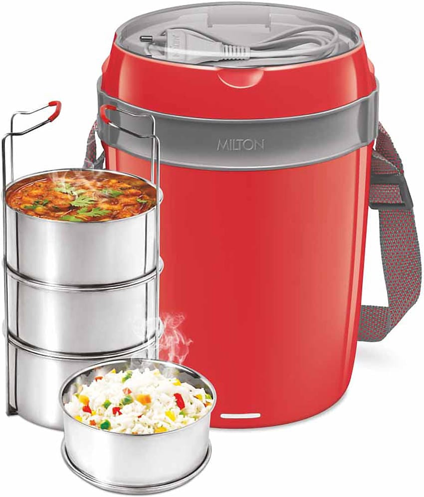 Milton Futron Stainless Steel Electric Lunch Box, 4 Containers, 360 ml, Grey