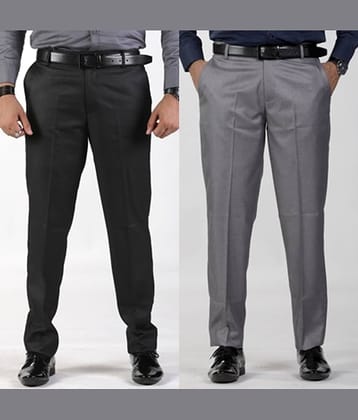 SAM & JACK Regular Flat Men's Formal Trouser - Multicolored ( Pack of 2 )