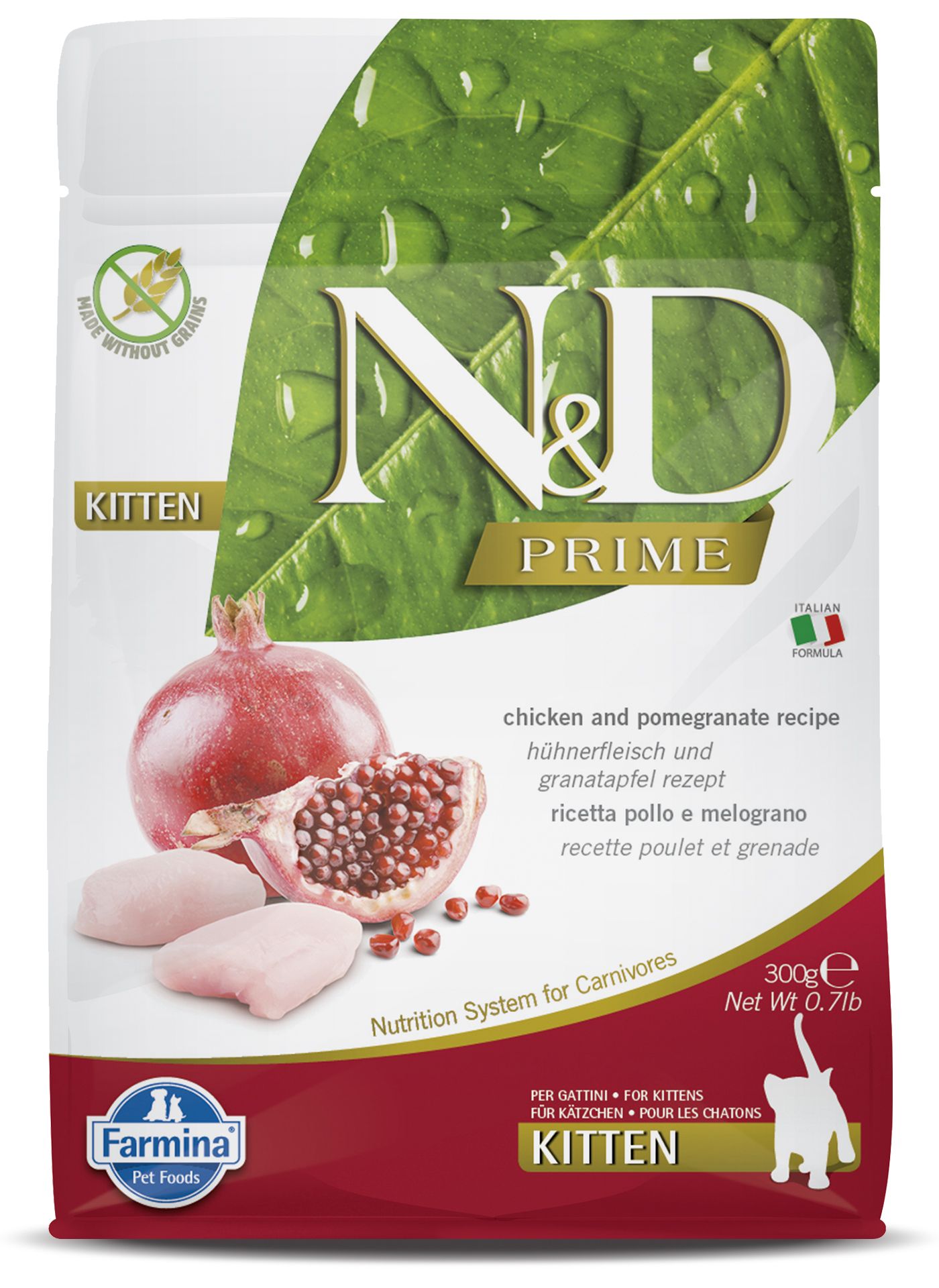 N&amp;D Prime Chicken &amp; Pomegranate Grain free Cat Dry Food Kitten 300g