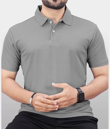 FIRST POSTION Pack of 1 Cotton Blend Regular Fit Solid Half Sleeves Men's Polo T Shirt ( Grey )