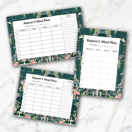 Secret Garden Meal Planner-Green / Magnet / Petite
