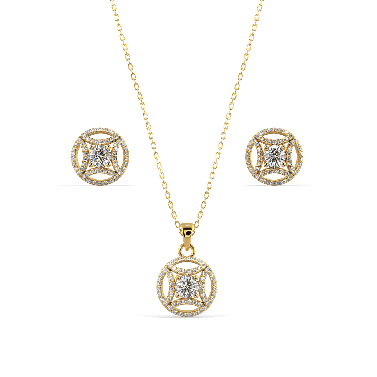 Geometric Diamond Set YELLOW GOLD