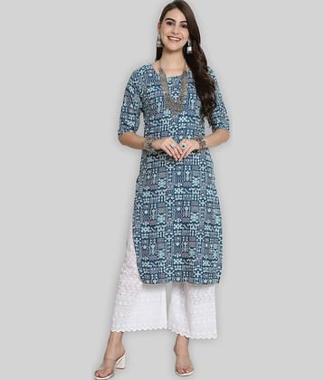 7Threads Crepe Printed Straight Women's Kurti - Orange ( Pack of 1 )