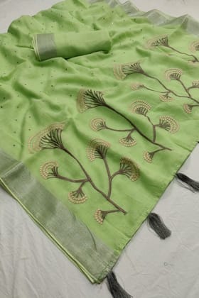 AWESOME LINEN COTTON PRINTED SAREE - 2104