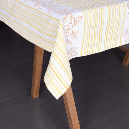 Eyaas Hand Block-Printed Cotton Table Cloth in Rust and Yellow  58 x 90 Inches