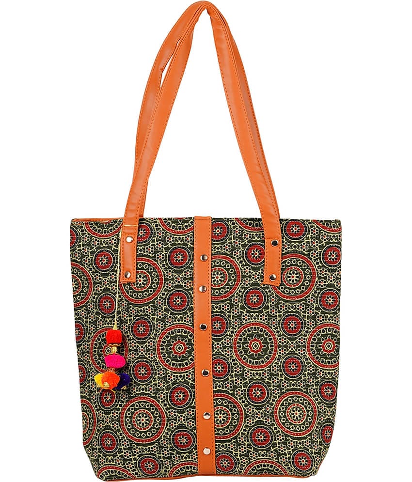 Bulbul Shoulder Bag Faux Leather Set of 1 ( Multicolor )