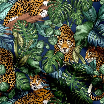 Jungle Safari Natural Crepe Fabric