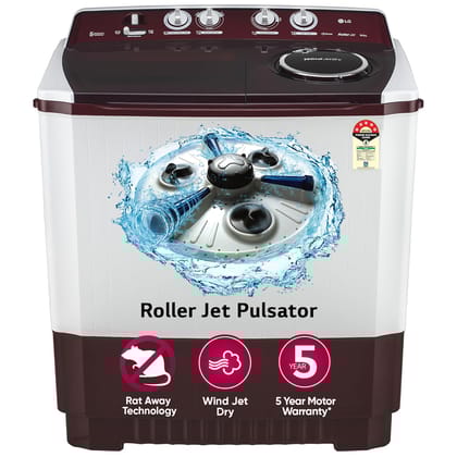 LG 10.5 kg 5 Star Wind jet dry Semi-Automatic Top Load Washing Machine (P105ASRAZ, Burgundy, Roller Jet Pulsator) LG 10.5 kg 5 Star Wind jet dry Semi-Automatic Top Load Washing Machine (P105ASRAZ, Burgundy, Roller Jet Pulsator) - Burgundy