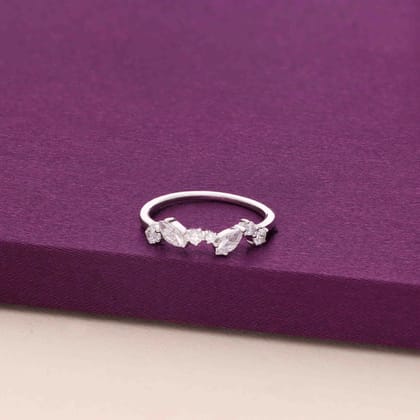 Moonshine Elegance Silver Ring-White Stone / Silver / 5