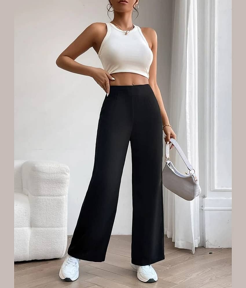 Broadstar Pack of 1 Polyester Loose Women's Casual Pants ( Black )