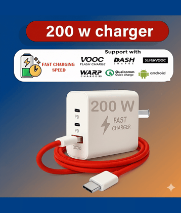 200W GaN Fast Charger | Multi-Port Super Fast Charging Adapter for Laptop, Smartphone & Tablet | Smart Power Distribution & Safety Protection
