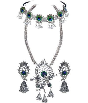 PUJVI Alloy Silver Contemporary/Fashion Necklace set Combo Choker