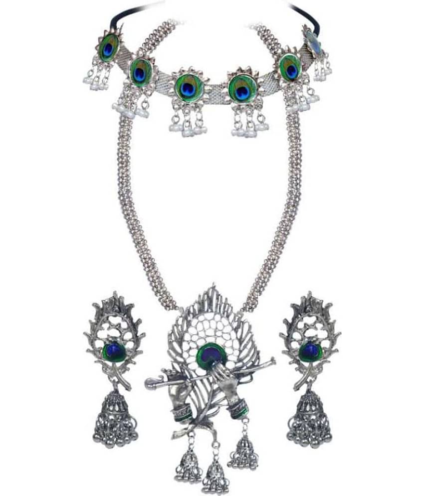 PUJVI Alloy Silver Contemporary/Fashion Necklace set Combo Choker