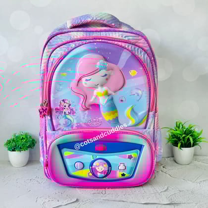 Cute Design Hard shell Backpack with Front Pocket For Kids-Mermaid