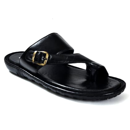 Men's Pure Leather Black Chappals-6