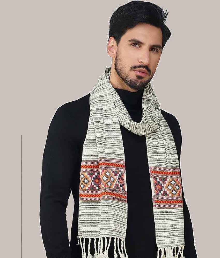 CAT BUNNY Cream Woolen Men's Stoles ( Pack of 1 )