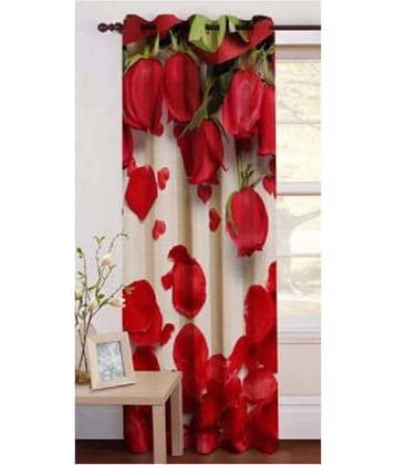 BELLA TRUE Abstract Printed Semi-Transparent Eyelet Curtain 7 ft ( Pack of 1 ) - Multicolor