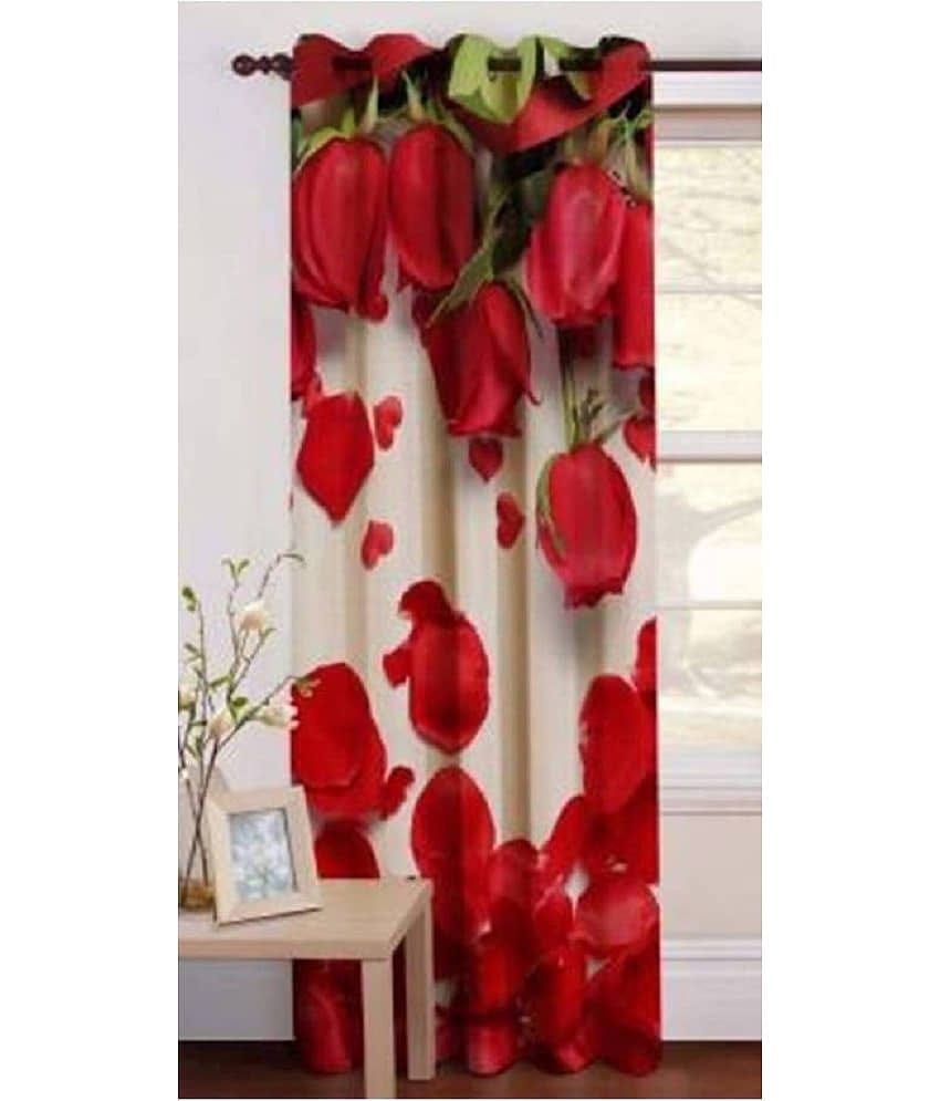 BELLA TRUE Abstract Printed Semi-Transparent Eyelet Curtain 7 ft ( Pack of 1 ) - Multicolor