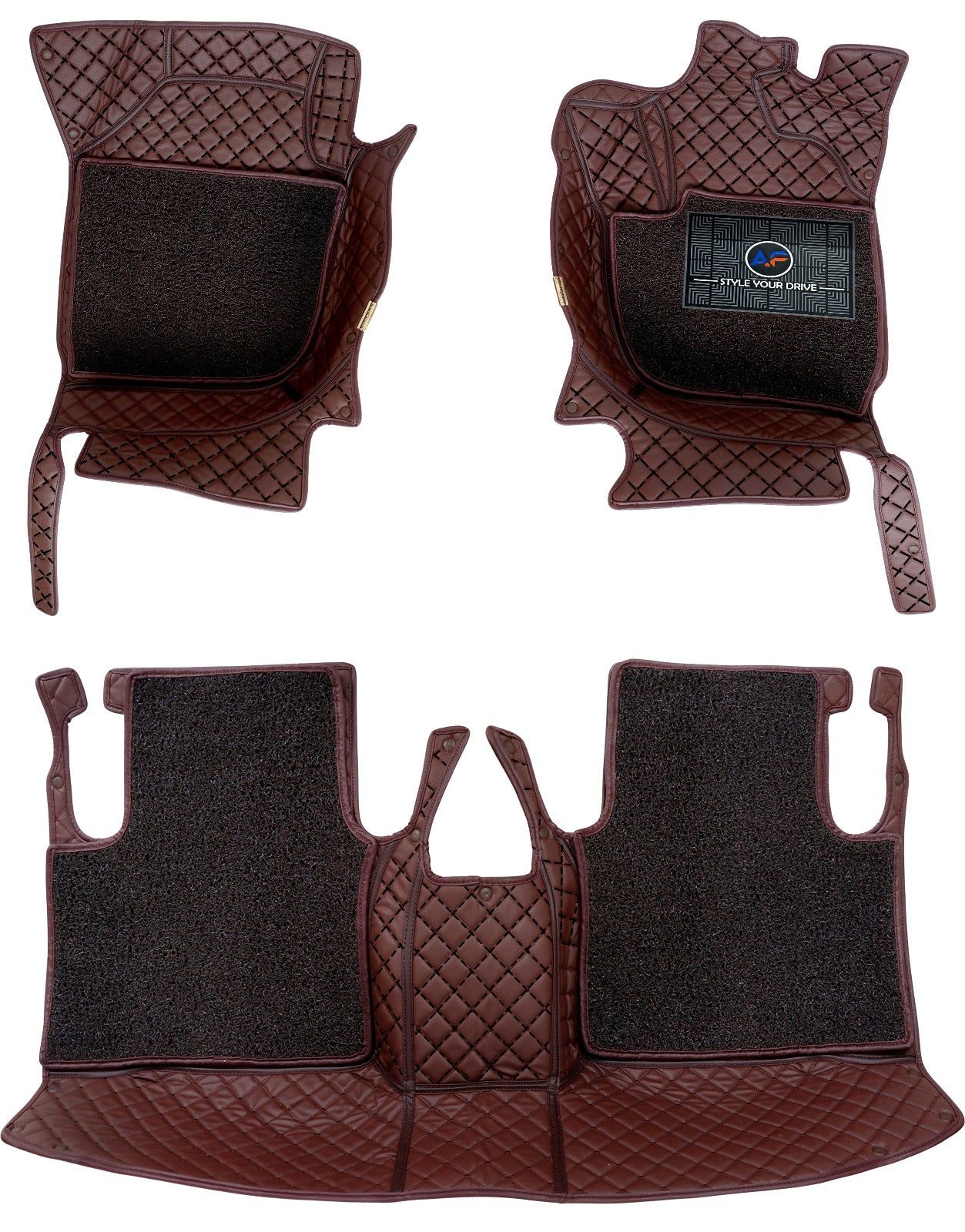 Mini Cooper S Clubman 2020 7D Luxury Car Mat, All Weather Proof, Anti-Skid, 100% Waterproof & Odorless with Unique Diamond Fish Design (24mm Luxury PU Leather, 2 Rows)-Coffee Black