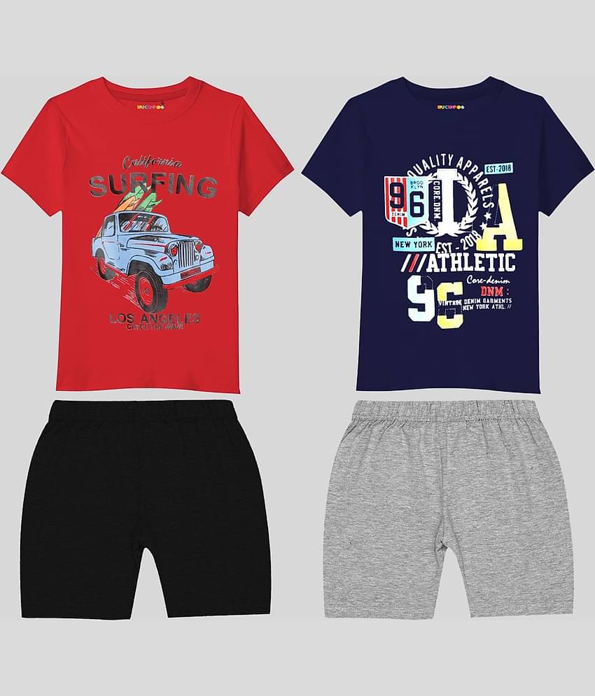 Kuchipoo Pack of 2 Boys Cotton Blend T-Shirt & Shorts Set ( Multicolor1 )