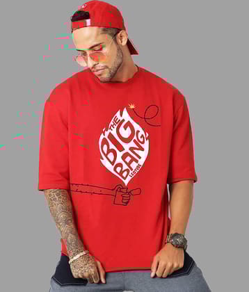 Leotude Pack of 1 Cotton Blend Oversized Fit Men's T-Shirt ( Red )