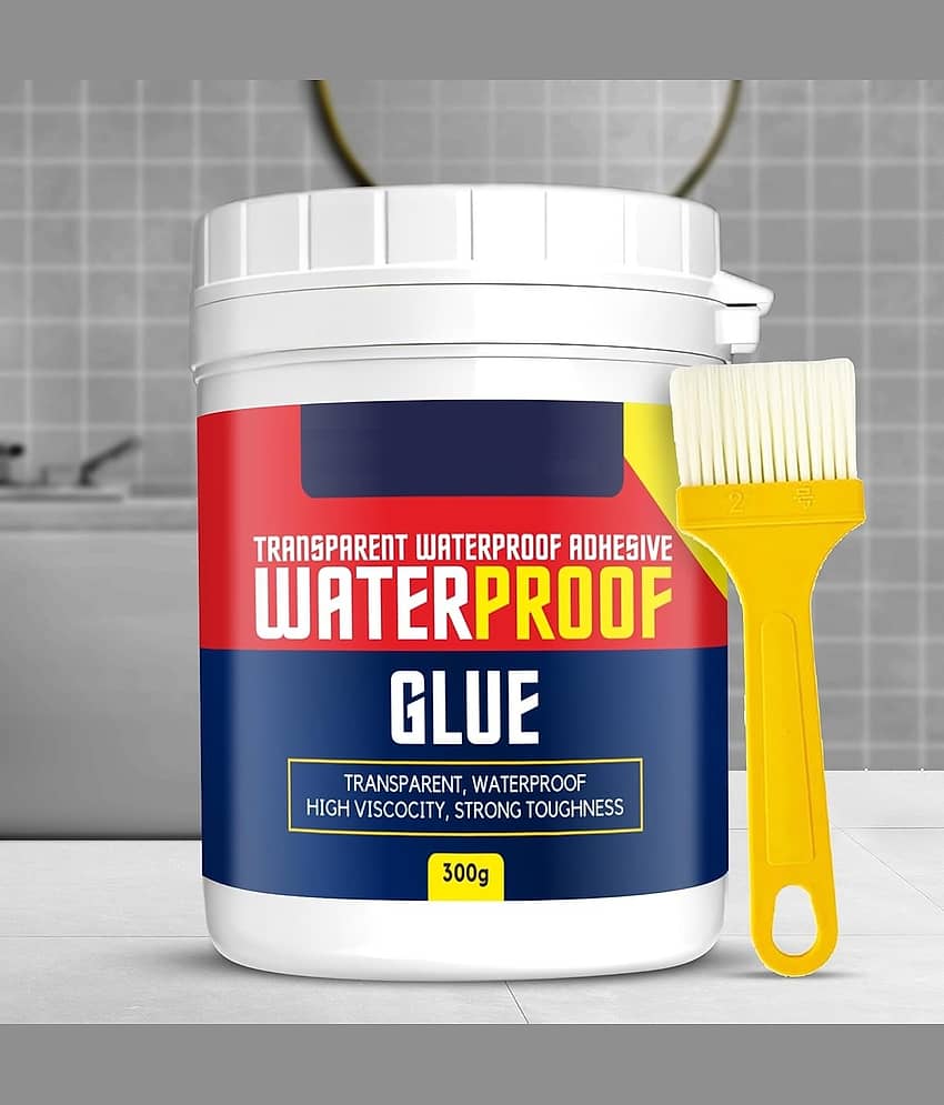 (Pack 1) Crack Seal Glue 300gm with Brush, Transparent Waterproof Glue, Leakage Glue, Crack Filler Glue, Leakage Repair Glue, Waterproof Leakage Glue, Water Leakage Glue, Roof Leakage Glue, Roof Water Leakage Glue, Waterproof Sealant Glue