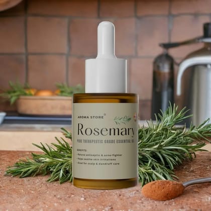 Rosemary Essential Oil 100% Pure & Therapeutic Grade for Hair Growth, Skin & Aromatherapy 30 ML Rosemary Essential Oil 100% Pure & Therapeutic Grade for Hair Growth, Skin & Aromatherapy 30 ML